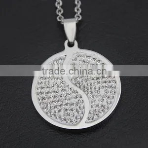 Stainless Steel Diamond Tai Chi Yin Yang Necklace Jewelry Wholesale thumbnail-5