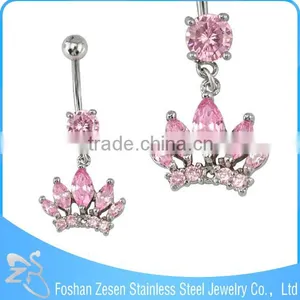 BR01786 China Manufacturer Stainless Steel Cute Dangle Pink Zircon Heart Navel Piercing thumbnail-4