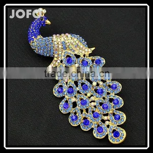 Wholesale Costume Jewelry China Peacock Crystal Peacock Brooches Blue Cheap thumbnail-1