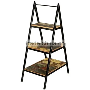 Popular New Design Ladder Bookcase in Iron Frame and Reclaimed Wood, Vintage Industrial Bookcase thumbnail-1