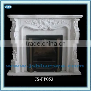 Design Hand Carved White Stone Framed Fireplaces thumbnail-1
