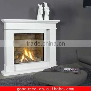 Indoor White Marble Fireplace thumbnail-1
