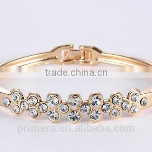 Women's Fashion Alloy Flowers Rhinestone Cuff Bangle Bracelet Jewelry thumbnail-5