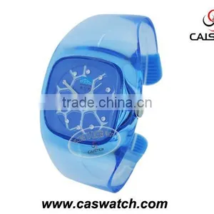 Unique Transparent Cuff Watch With Japan Movement and Made of PVC. thumbnail-1