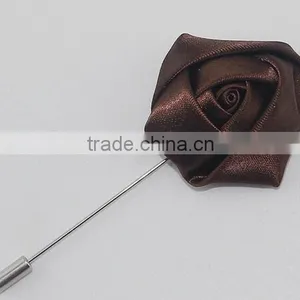 Silk Rose Flower Corsage Long Pin Brooch For Men's Suits Wedding Occasion thumbnail-2