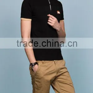 Men's Pocket t Shirt With Pocket -Men's Lapel Short Sleeves Back Yoke Print 100% Cotton t Shirt thumbnail-3