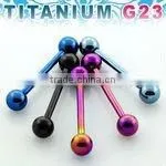 Titanium G23 Anodized Barbell Tongue Bar - 14g, 5/8", 5mm Balls thumbnail-1
