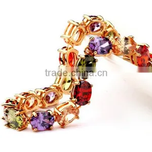 18K Rose Gold Plated AAA Multicolour Cubic Zircon Charm Bracelet Vintage Charm Bracelet thumbnail-2