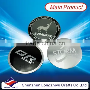 Round Custom Design Aluminum Etching and Paint Fillingcaboodles Nameplate,3M Adhesive Label Silver Car Emblems Factory thumbnail-1