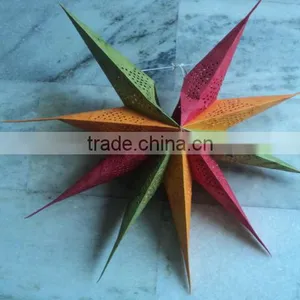New Batik Paper Stars Lanterns Rasta Colours thumbnail-1