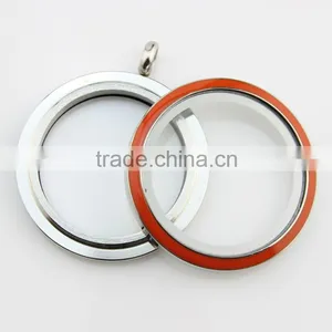 DIY 30mm Orange Enamel Colored 316L Stainless Steel Screw Large Floating Charms Locket thumbnail-2