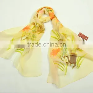 Customize Digital Printed Chiffion Scarf 100% Silk Scarves NO MOQ thumbnail-4