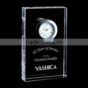 Wholesale Custom Logo Crystal Glass Stand Clock for Souvenirs Gift thumbnail-1