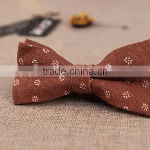 Cotton Mustache Pattern Pre--Tie Bow Tie in White thumbnail-3