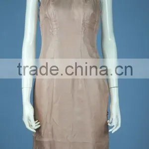 Blush Sleeveless Silk Poplin Fashion Cheongsam / Qipao, Hand-made Qipao With Illusion Neckline QP0012 thumbnail-1