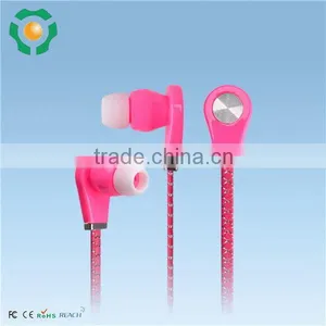 Colorful Cute Earphones Braided Fabric Cord Earphone, 3.5mm Shoelace Stereo Earphone thumbnail-2