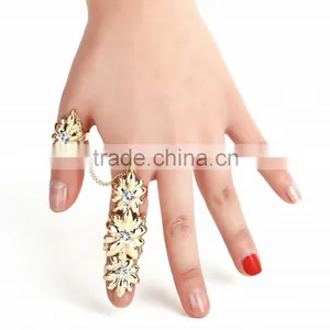 Adjustable Two Finger Ring Cuff Fine Zirconia Fashion Jewelry Womens Gift thumbnail-2