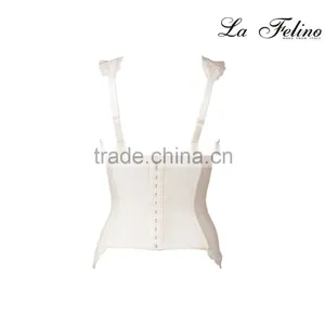 Fancy White Elastic and Embroidered Lace Wears Outside Underwired Corset thumbnail-6