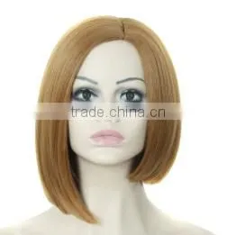 Fashion Women's Short Straight Hair BOBO Side Bangs Black Color Mixing Wig Cosplay Heat Resistant Synthetic African American Wig thumbnail-1