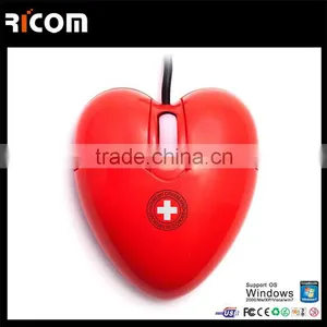 Heart Shaped Computer Mouse, Custom Design Wired Mouse Shenzhen Ricom MO7009 thumbnail-1