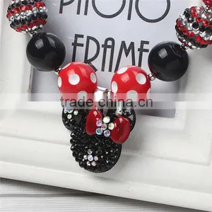 Custom Mickey Pendant Necklace Red And Blue Hairband Young Baby Girls Necklace And Hairband Set thumbnail-4