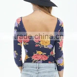 2014 Bodysuit Floral Printed Apparel for Women Bodysuit Cheap Female Clothing Quality Choice thumbnail-5