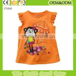 2015 New Design Girls Boutique T-shirt Kids Models Splice Baby Girl T Shirt Printing With Animal thumbnail-1