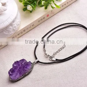 Lovely Natural Amethyst Geodes Crystal Pendants thumbnail-2