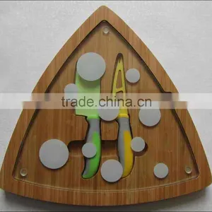 Cheese Kinfe Set 3 With Glass Board and Bamboo Box thumbnail-2