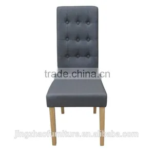 Grey Fabric Dining Chairs With Buttoned Back thumbnail-2