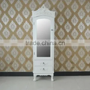 European Drawer Armoire Wood Wardrobe One Mirror Door Cabinet Bedroom Boudoir Armoire thumbnail-1