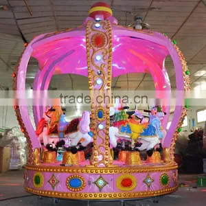 Crown Carousel Funny Children Games Ride Small Coin Operated Musical Carousel thumbnail-3