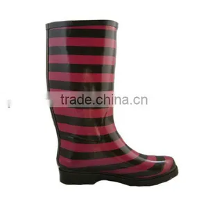 New Look Red and Black Strip Rain Shoe thumbnail-1