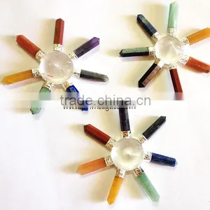 Chakra Crystal Pyramid With 7Pencil Energy Generator : Healing Crystals For Sell thumbnail-1