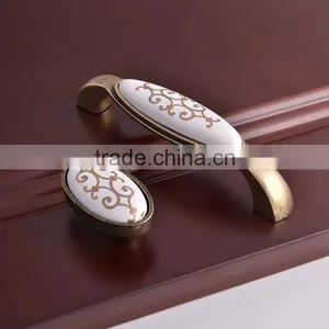China Supplier Zamak Zinc Allloy Porcelain Italian Furniture Decorative Pull Knobs Modern Ceramic Cabinet Handles thumbnail-1