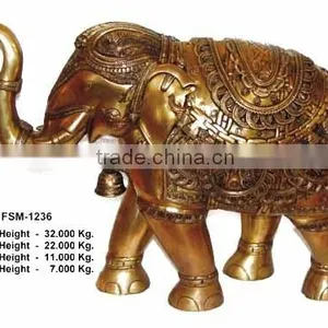 Brass Elephant Statue , Brass Animal Figures , Sculptures thumbnail-1