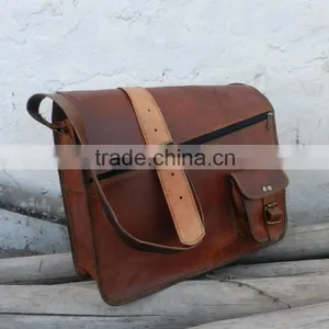 Hand Made Leather Messenger Genuine LeatherLaptop Messenger Bag for Men and Women thumbnail-3