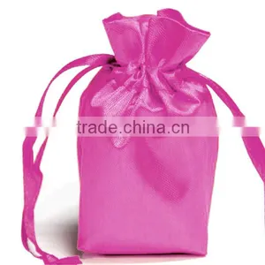 6x9 Fushia Drawstring Satin Bag for Wig With Logo Imprinted thumbnail-1