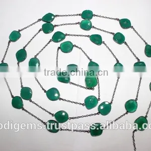 Green Onyx Fancy Bezel Beads Chain Garland thumbnail-5
