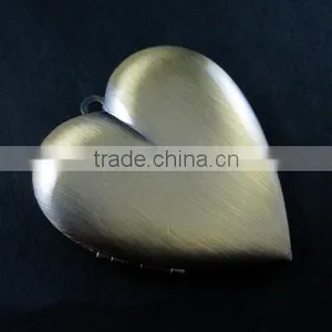 40mm Vintage Style Antique Bronze Brass Plain Blank Heart Photo Locket Pendant Charm DIY Supplies 1131019 thumbnail-1