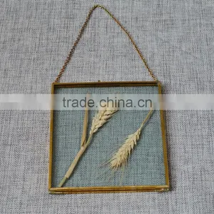 Indoor Decor Hanging Double Sides Brass and Glass Picture Photo Frame thumbnail-1