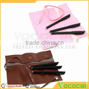 PU Leather Bandage Style Pen Bag Pencil Case Cosmetic Pouch Storage Bag Makeup Pouch With 3 Gel-ink Pens thumbnail-4