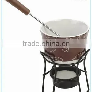 Ceramic Cheese Fondue Set With Stand With Green Color Cheese Press thumbnail-4