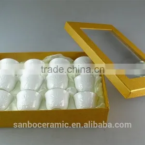 Wholesale Stock Cheap Custom Porcelain Ceramic Cup/tea Cup With Golden Line 80ml Color Box thumbnail-1