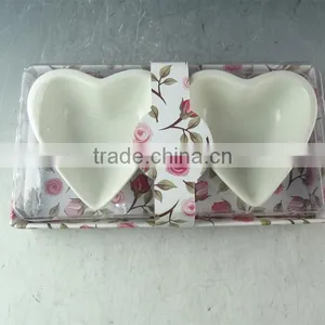 White Ceramic Heart Shaped Bowl / Dishes With Gift Color Box Small Size thumbnail-1