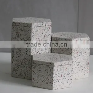 Terrazzo Candle Jar/Holder/Container With Lid thumbnail-1