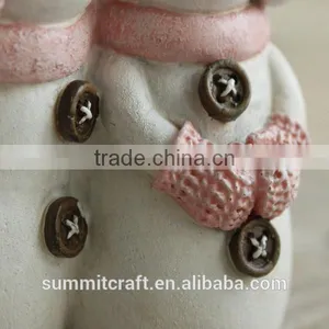 3" Miniature Glittered Resin Chinese Christmas Snowman Figurines thumbnail-3
