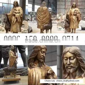 Cast Bronze Jesus Statue Bronze Shepherd Statue thumbnail-1