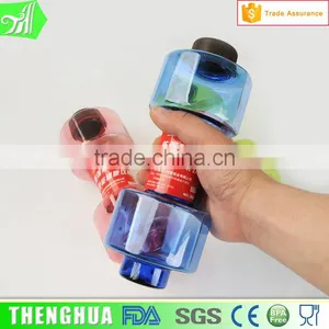 Sports Drinking Plastic Clear Dumbbell Water Bottle With Private Label thumbnail-3