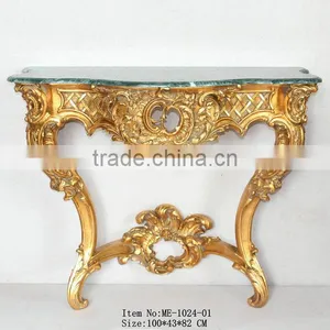 Reproduction Hand Carved Furniture Console Table With Green Marble thumbnail-5